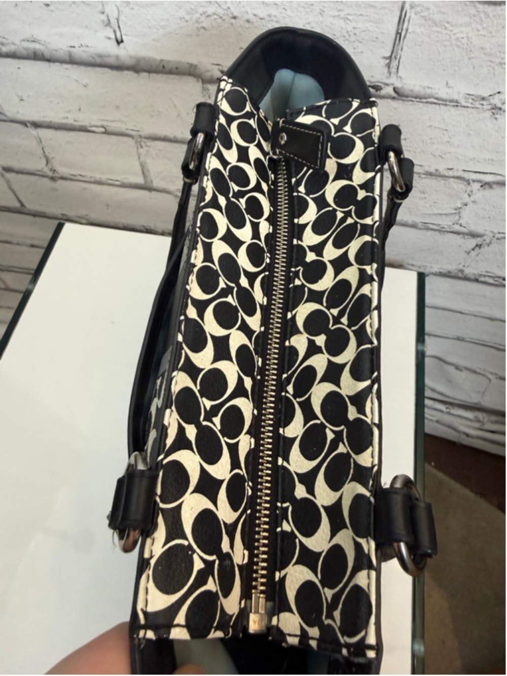 Women's Coach Chelsea Heritage Black and White Signature C Tote Bag - Picture 9 of 16